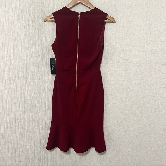 Lulus Sleeveless Dashing Dame Wine Red Sleeveless Flounce Dress size S - Picture 5 of 9